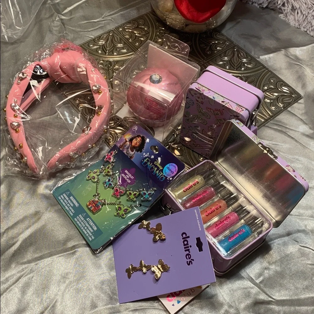 🌹New Claire's & Much More FUN Pink and Purple Glam Set Bundle